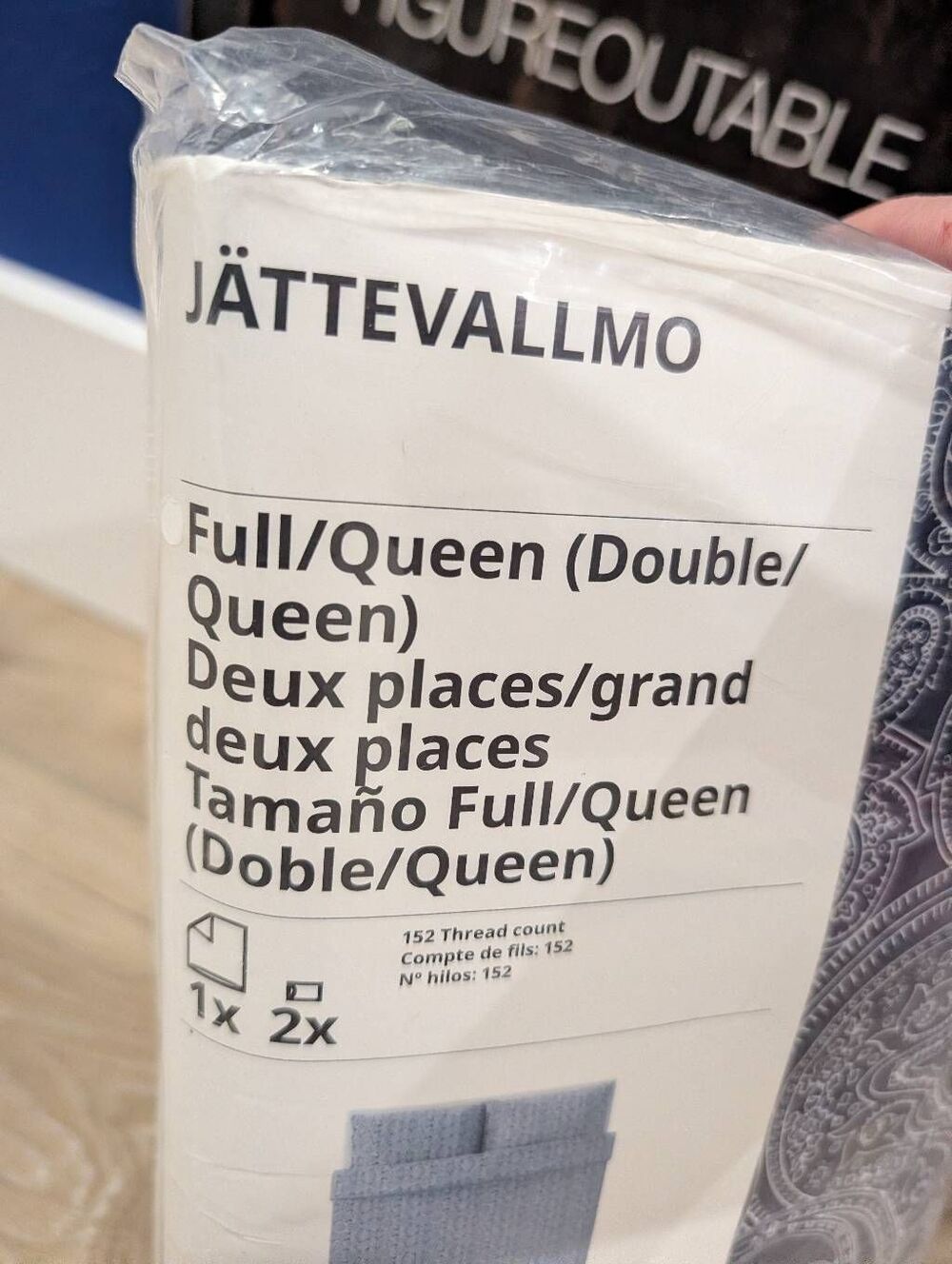 IKEA JATTEVALLMO Full Queen Duvet Cover Set 2 Shams Blue Paisley Retired NEW - Picture 6 of 7